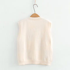 Strawberry Rabbit Embroidered Knitted Vest