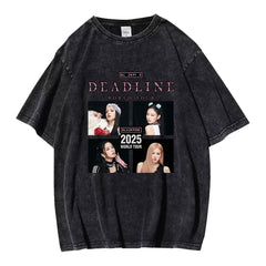 Vintage KPOP DEADLINE Graphic Washed T-shirt