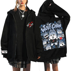 Funny SKZ Graphic Printed Zip-up Black Hoodie