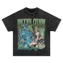 Vintage Jojo Print Loose Washed Black T-Shirt