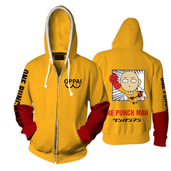 Saitama Digital Print Cosplay Zipper Hoodie