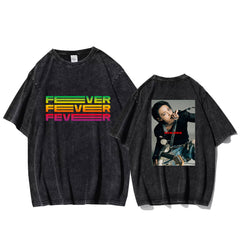KPOP Print Washed Crew Neck T-shirt