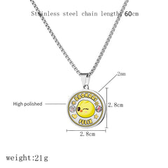 SKZ Round Pendant Stainless Steel Necklace
