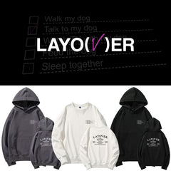 Unisex Layover Print Loose Pullover Hoodie