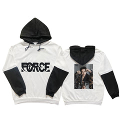SKZ FORCE Poster Black and White Sleeves Hoodie