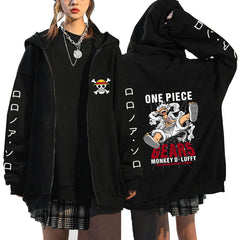 Casual Anime Printed Zipper Cardigan Hoodie