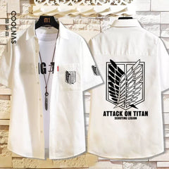 Men's Anime Survey Corps Short Sleeve Loose Shirt