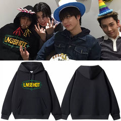 LNGSHOT Printed Pullover Hoodie Top