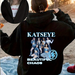 Katseye Graphic Print Zipper Hoodie