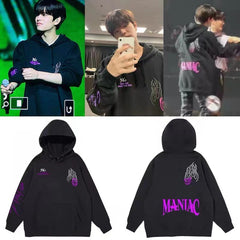 Unisex Kpop Letter Print Black Hoodie