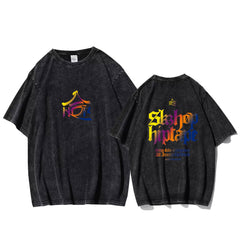 Trendy Kpop Album Print Washed T-shirt