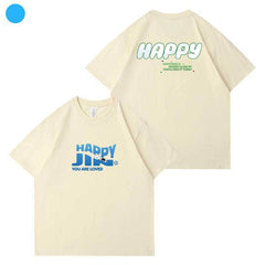 JIN Happy Cotton Printed Crew Neck T-Shirt