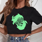 Letter Short Sleeve Cropped T-shirt