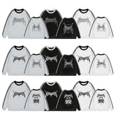 Kpop Striped Round Neck Pullover Sweatshirt