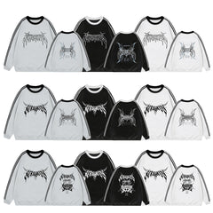 Kpop Striped Round Neck Pullover Sweatshirt