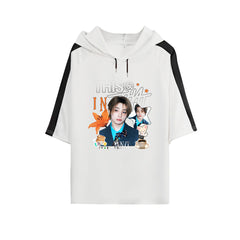 SKZ Short-sleeved Hooded Casual T-shirt
