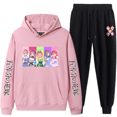 Casual Anime Graphic Print Hoodie Sweatpants Suit