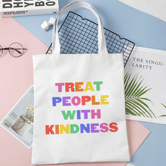 Letter Printed Canvas Shoulder Bag