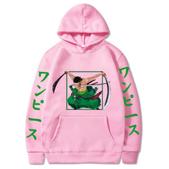 Men's Zoro Anime Print Pullover Hoodie