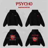 BM PSYCHO Graphic Printed Hoodie Top