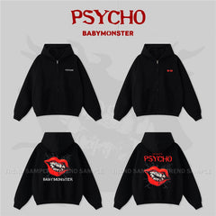 BM PSYCHO Graphic Printed Hoodie Top