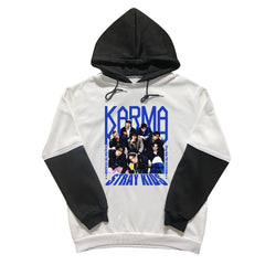 KPOP KARMA Logo Black and White Sleeves Hoodie