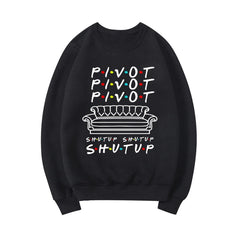 Women's Friends Pivot Print Round Neck Pullover Sweatshirt
