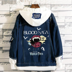 EN- BLOOD SAGA Graphic Printed Denim Jacket
