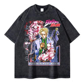 Unisex Vintage Anime JoJo Washed T-Shirt
