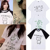 Mina Sana Momo Same Graffiti Round Neck T-shirt