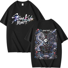 SKZ World Tour Run It Graffiti Printed Short Sleeve T-Shirt