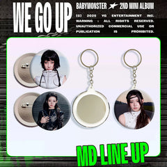 KPOP "WE GO UP" Badge Mirror Keychain Pendant