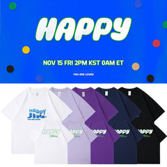 JIN Happy Cotton Printed Crew Neck T-Shirt