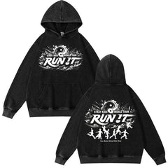 SKZ World Tour Run It Graphic Washed Hoodie Top