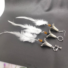 Unique Game Long Feather Pendant Earrings