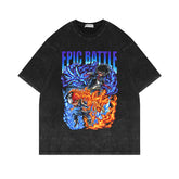 Vintage Anime Cotton Washed Short-sleeved T-shirt