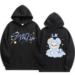 SKZ Doll Printed Black Hoodie
