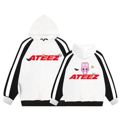 ANITEEZ Logo Black and White Color Block Hoodie
