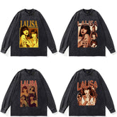 Lisa Printed Loose Washed Crew Neck Sweatshirt