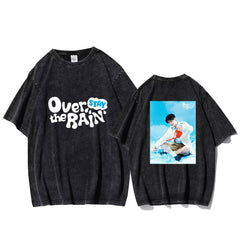 Stay Over The Rain Printed Washed T-shirt