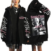 SKZ DO IT Poster Printed Hooded Zipper Coat