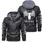 Trendy Men's Venom Print PU Leather Jacket