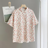 Sweet Cartoon Bunny Print Lapel Short-sleeved Shirt