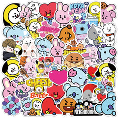 55pcs Cartoon Vinyl Waterproof BTS Stickers for Laptop,Bumper,Skateboard,Water Bottles,Computer,Phone,Stickers