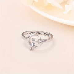 Cat Moon I Love You Adjustable Ring