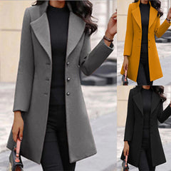 Women's Slim Fit Medium Long Woolen Coat
