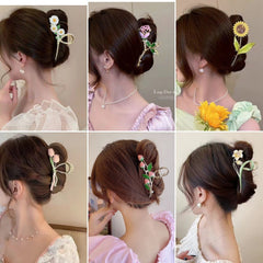 Flower Hairpins Grab Clips