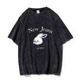 NJZ Rabbit Crew Neck Washed T-shirt