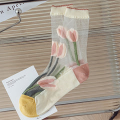 Tulip Medium Tube Silk Socks