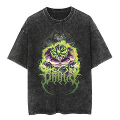 Unisex Vintage Anime Washed Short Sleeve T-shirt